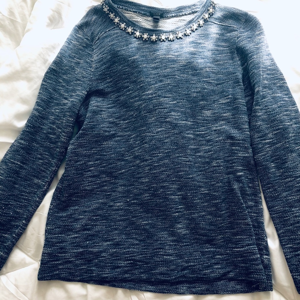 Jcrew Blue Top with Silver Embellishments